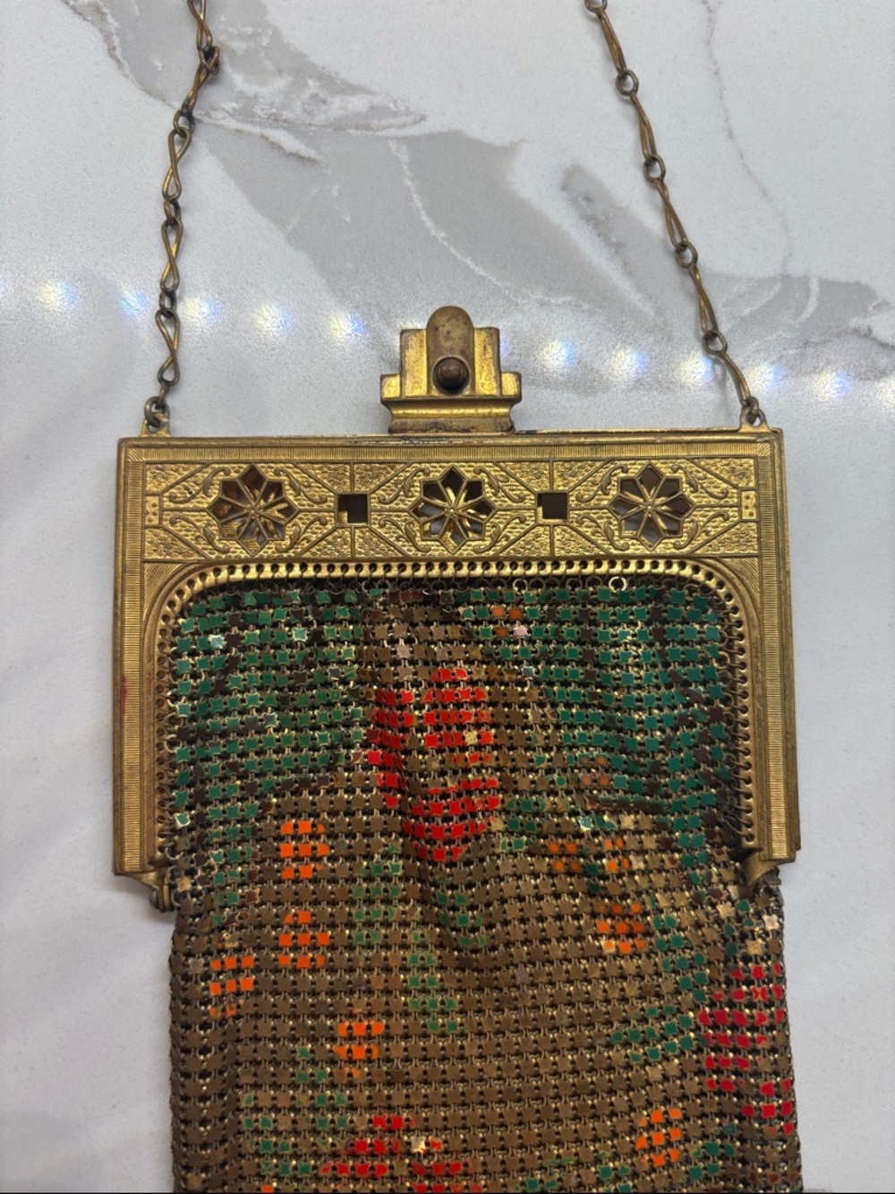 1920s Art Deco enameled mesh purse - Picture 10 of 13